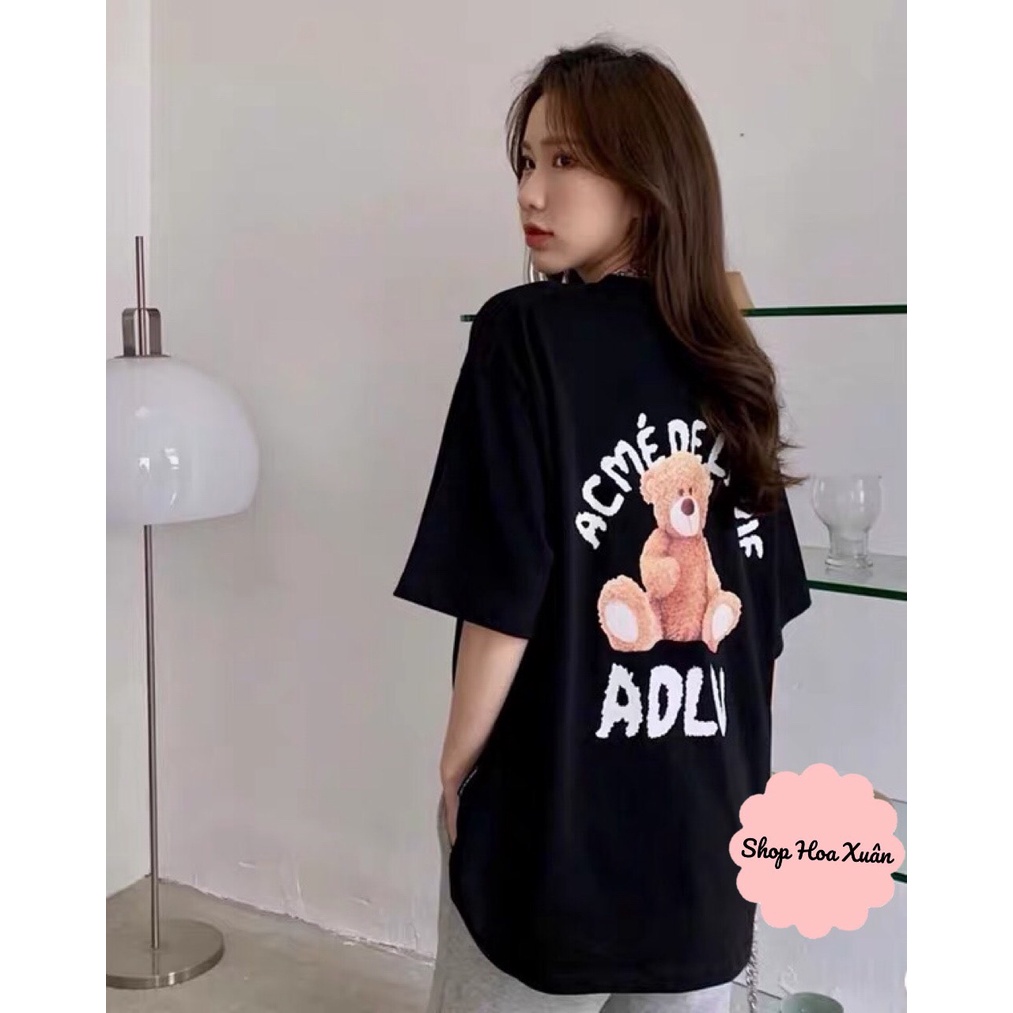 Áo thun ADLV nam nữ hình gấu unisex form rộng, áo phông nam nữ  fulltag, túi zip chất cotton