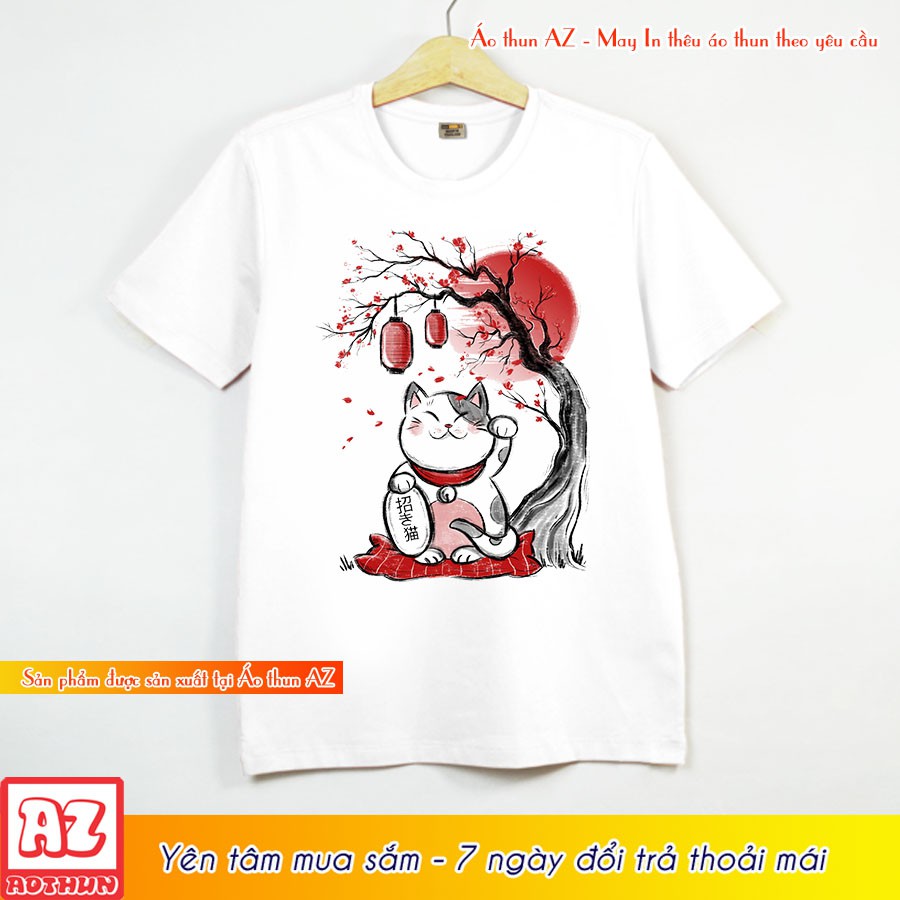 Áo thun in hình Mèo Thần Tài Nhật Bản độc đáo - Form rộng F2015