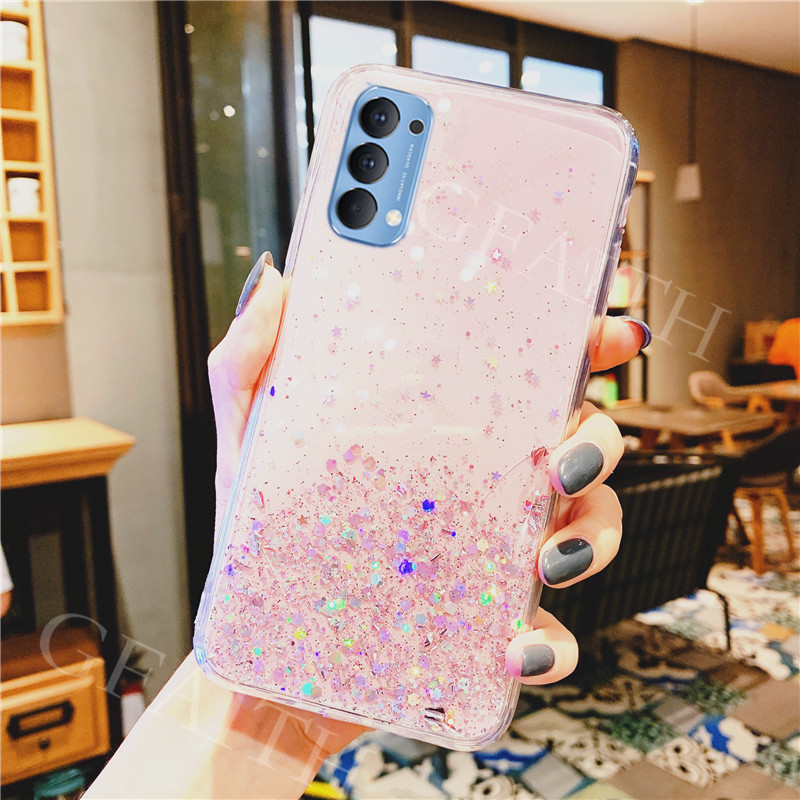 Mới Ốp Điện Thoại Tpu Dẻo Họa Tiết Ngôi Sao Lấp Lánh Thời Trang Kèm Giá Đỡ Cho Oppo Reno 4 Pro 4g Version Oppo Reno4 2020