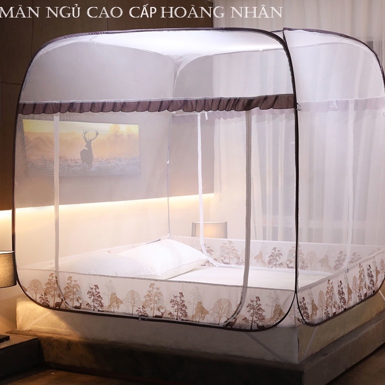 Màn chụp tự bung đỉnh vuông - Mẫu mùng chụp tự bung người lớn chống muỗi gấp gọn tiện dụng