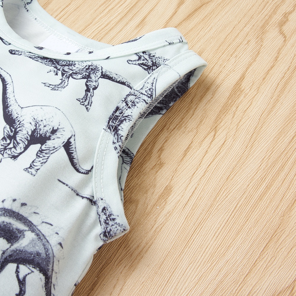 Áo liền quần Mikrdoo in họa tiết khủng long dễ thương cho bé trai sơ sinh