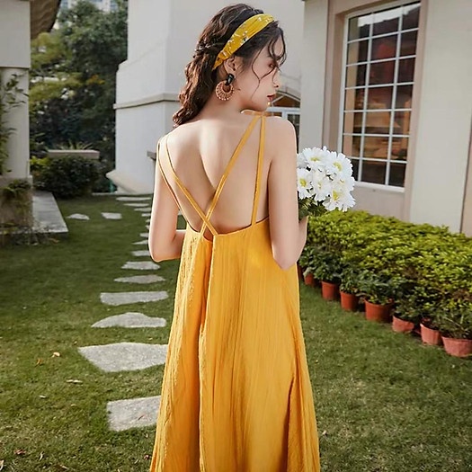 đầm maxi 2 dây đan lưng xinh xắn - TT 23