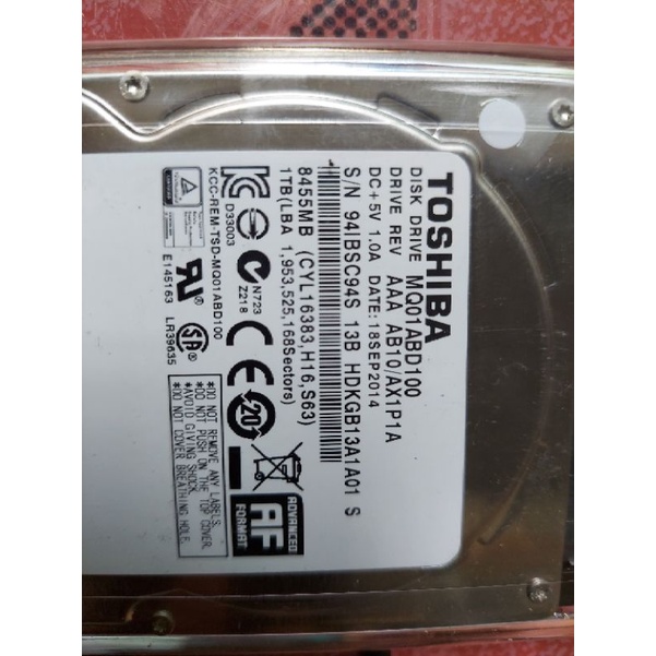 ổ cứng 2.5 inch TOSHIBA 1TB MỚI 99%(HÀNG THANH LÍ)