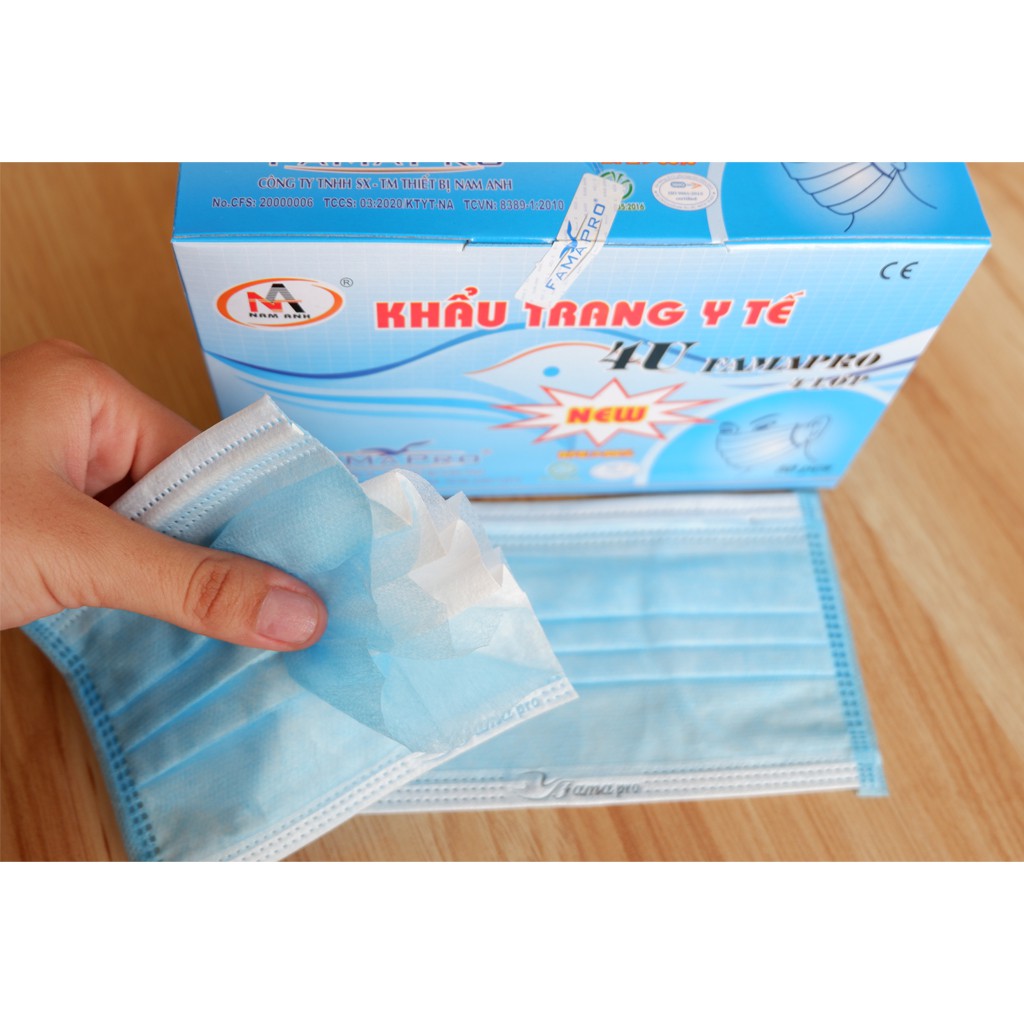 Hộp 50 cái khẩu trang y tế Nam Anh. 4 Lớp, kháng khuẩn Đủ loại Đủ Màu NCC Mr Dũng - lesidung