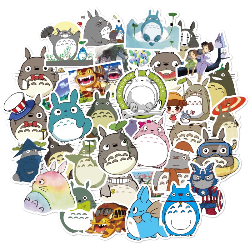 Bộ 50 Miếng Dán Chống Thấm Nước Họa Tiết Hoạt Hình Totoro Phong Cách Nhật Bản