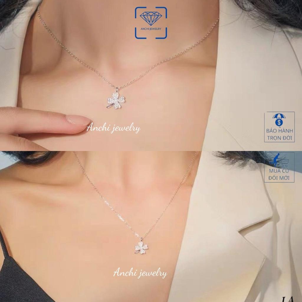 Dây chuyền cỏ 4 ( bốn ) lá, chuẩn bạc ta bao sáng đeo không đen - Anchi jewelry, quà 8 3