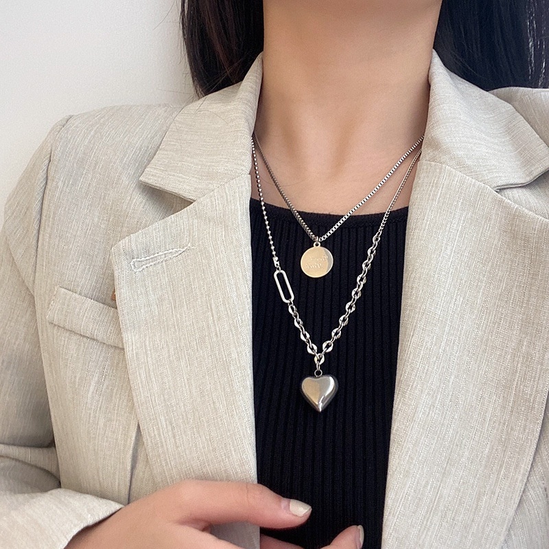 Vòng cổ Hai Lớp Mặt Hình Đĩa Trái Tim Và Chữ Hello Girl Cá Tính Thời Trang Mới Dành Cho Nữ
