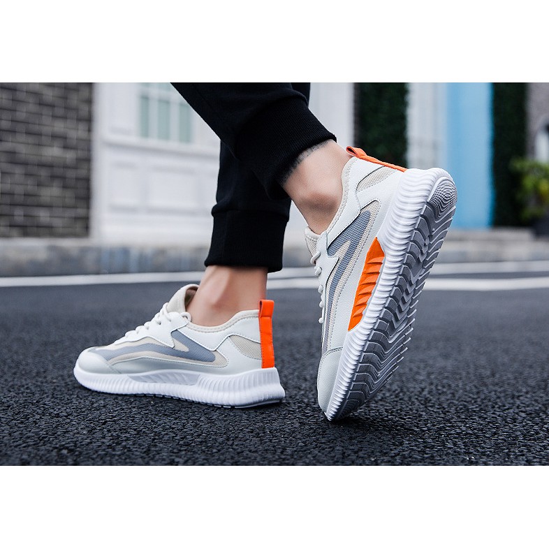 Giày Sneaker Nam Cao Cấp Màu Trắng Dáng Thể Thao Trẻ Trung Thoáng Khí Style Hàn Quốc Chất Đẹp Thoải Mái Dễ Phối Đồ