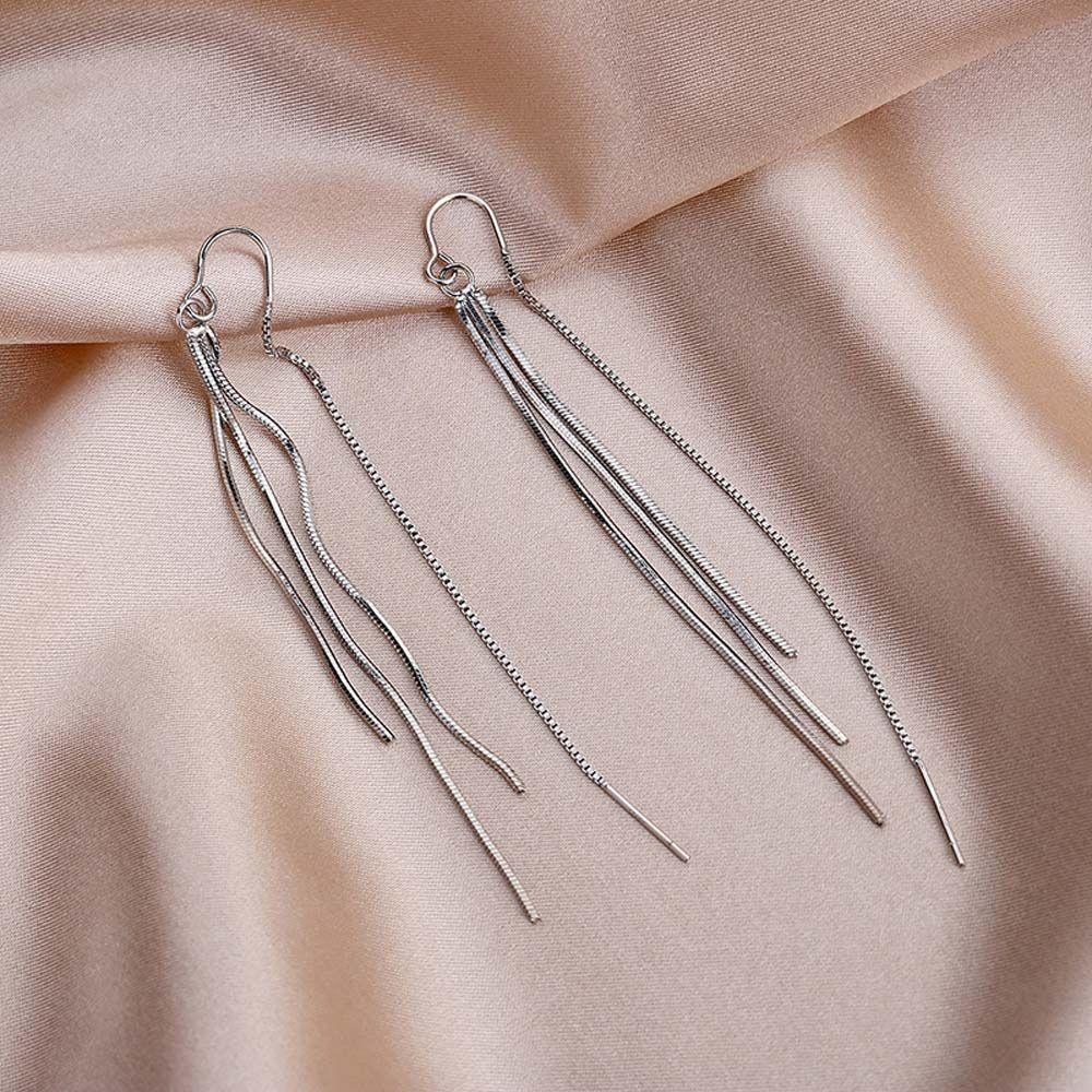 Bông Tai Chữ U Dáng Dài Phối Tua Rua Thời Trang Cho Nữ