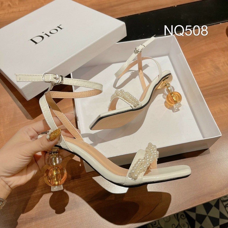 Sandal quai ngọc gót hồ lô cao 5cm