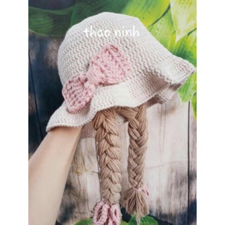 Nón len thắt bím giả cho bé gái_ảnh thật cuối album