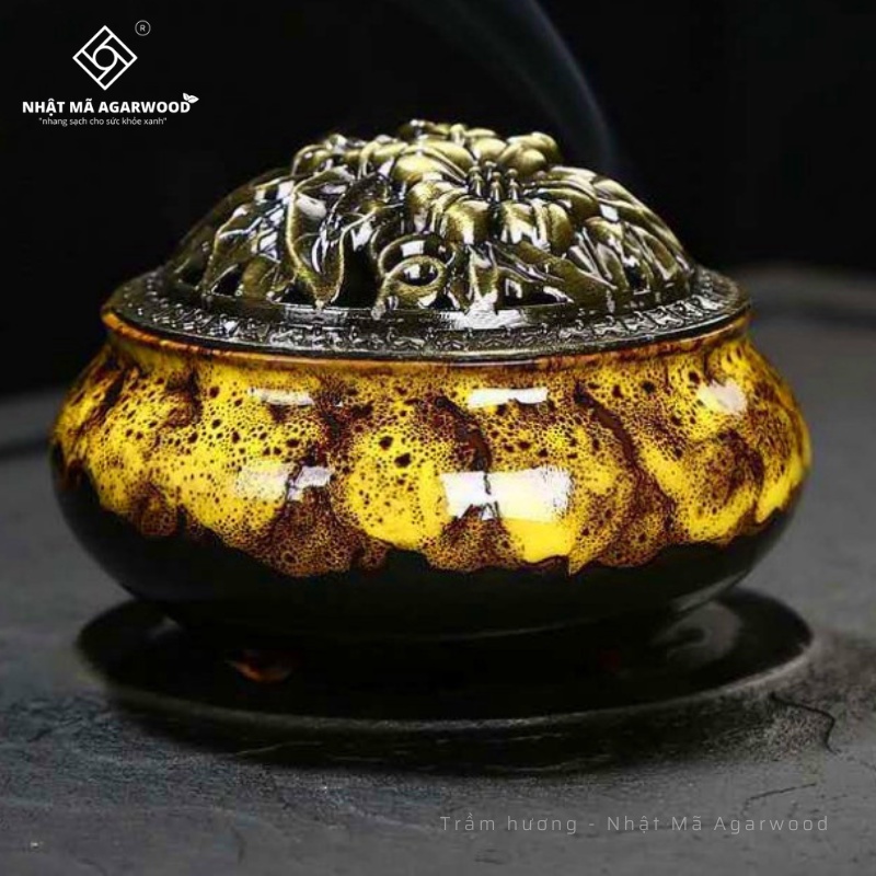Lư xông trầm hương - Nhật Mã Agarwood - Chất liệu gốm sứ