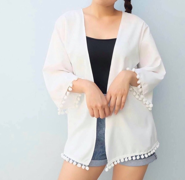 Áo Kimono TUA BI Trắng Đen