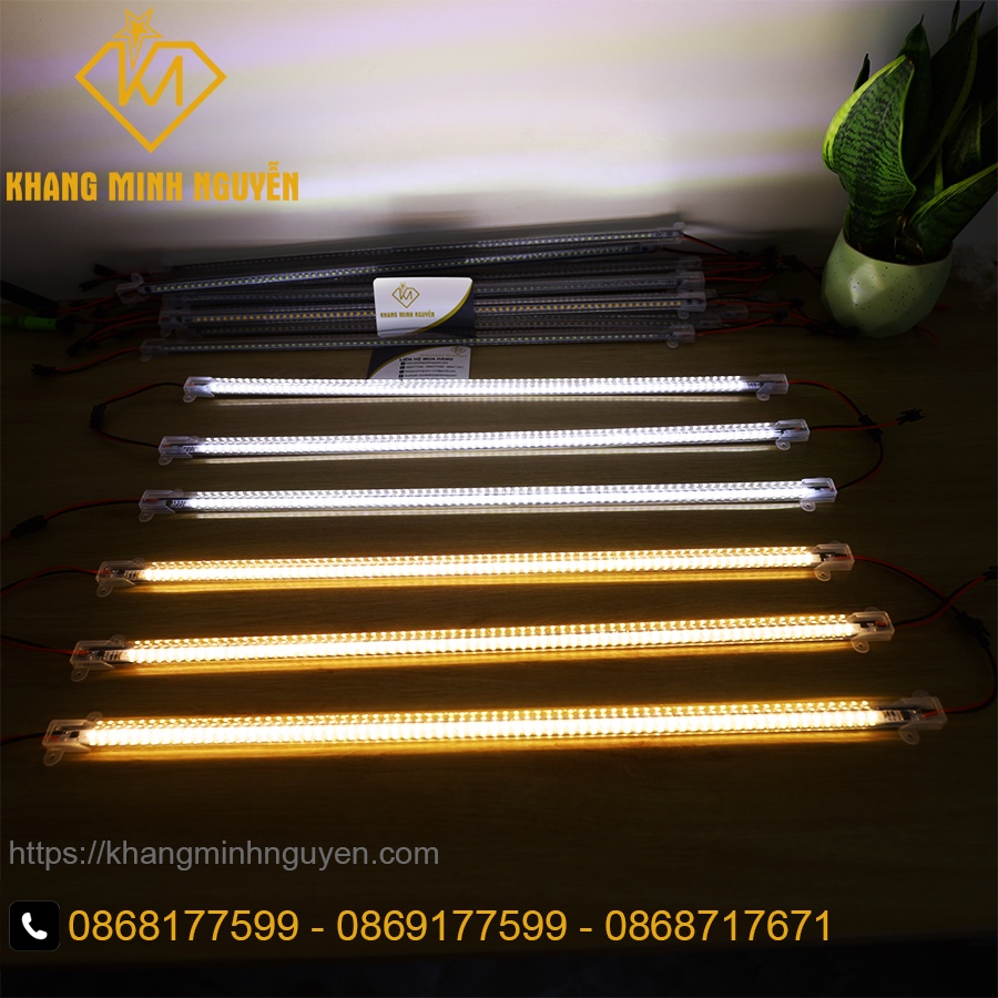 [Combo 5 thanh] LED thanh 220v 0,5m - 1 hàng bóng chip 2835 SMD siêu sáng có bọc nhựa màu trắng 6000K và vàng 3000K