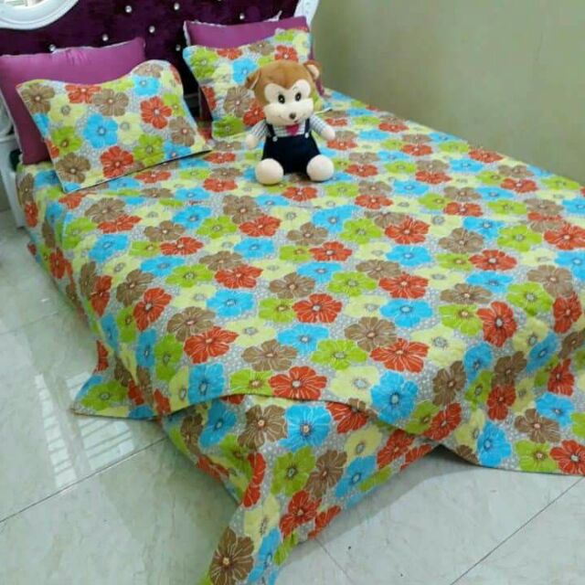 Sét chăn ga Poly cotton trần bông cả bộ