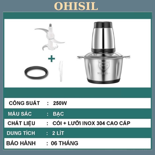 Máy xay thịt đa năng 4 lưỡi cối INOX 304 cao cấp OHISIL Cối xay công suất lớn