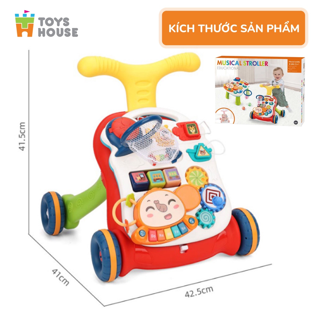 Xe tập đi cho bé kiêm bàn chơi đa năng có nhạc điều chỉnh tốc độ, chống vòng kiềng Toyshouse N6038