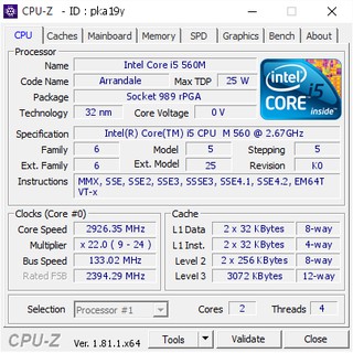 CPU core i5 560M - CPU LAPTOP