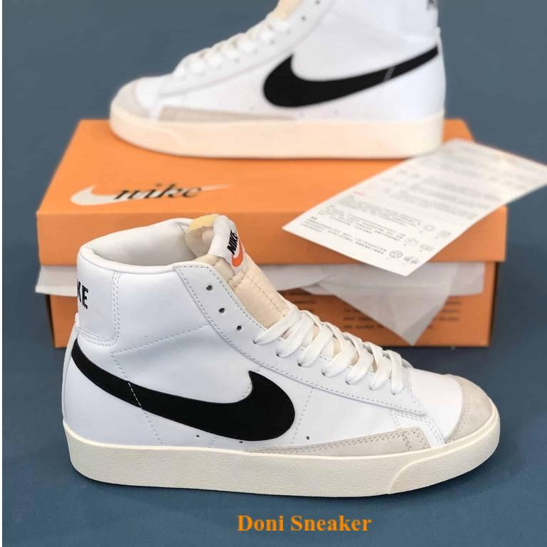 Giày Sneaker Nike Blazer Mid 77 Vintage White Black Cao Cổ Kiểu Dáng Thể Thao Phối Màu Đen Trắng Cao Cấp Full Bill Box