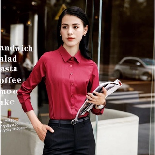 áo sơ mi nữ công sở cao cấp tay dài màu đỏ