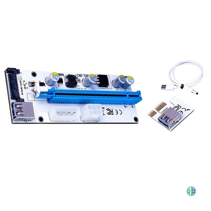 Ready Stock PCI-E PCI Express Riser Card 1x to 16x USB 3.0 Data Cable Adapter SATA to 4Pin IDE Molex 6 pin for Bitcoin Mining @vn