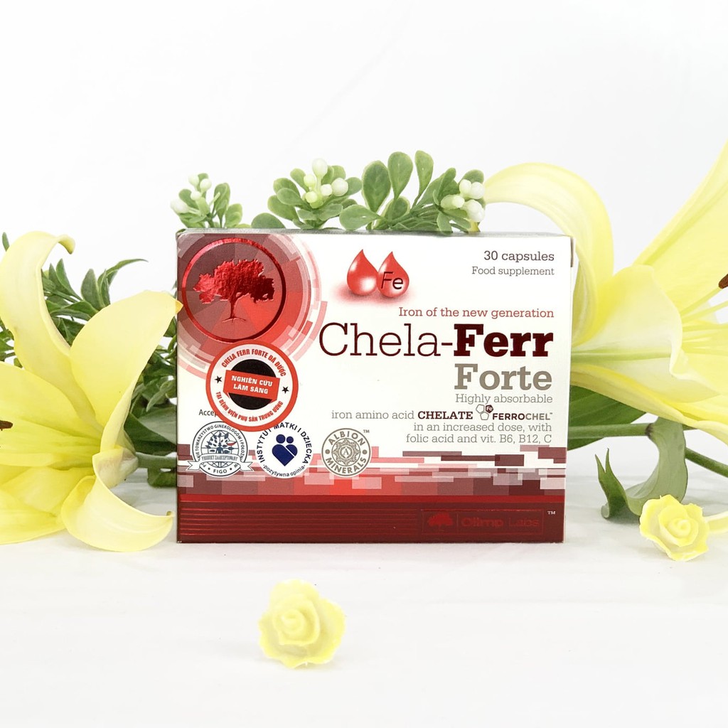 Chela Ferr Forte – Bổ sung sắt hữu cơ cho bà bầu, cải thiện thiếu máu do thiếu sắt không gây táo bón (30 viên)