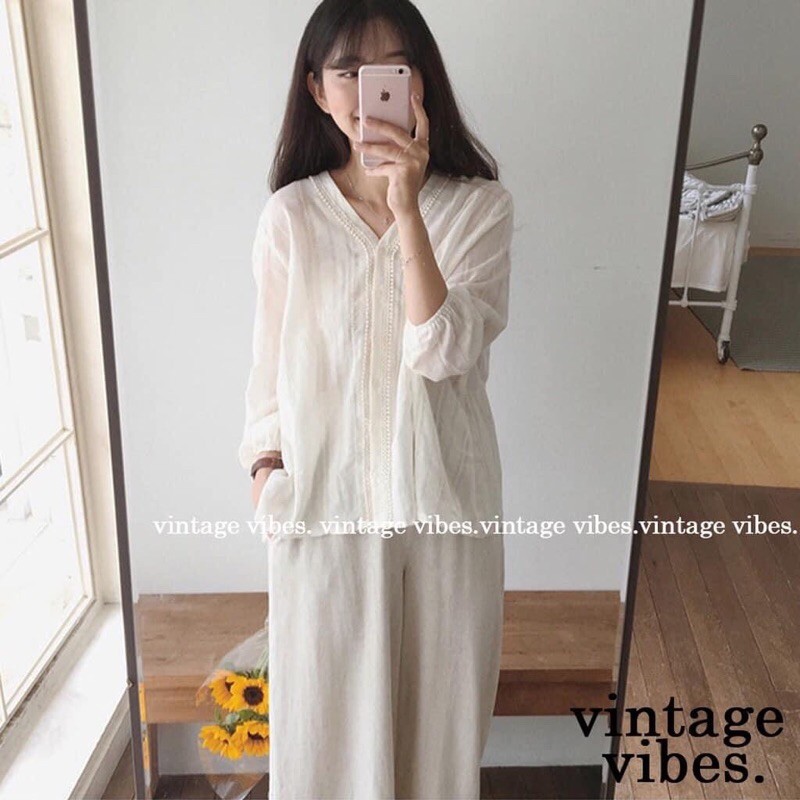 Sơmi hạt gạo vintage quảng châu ulzzang