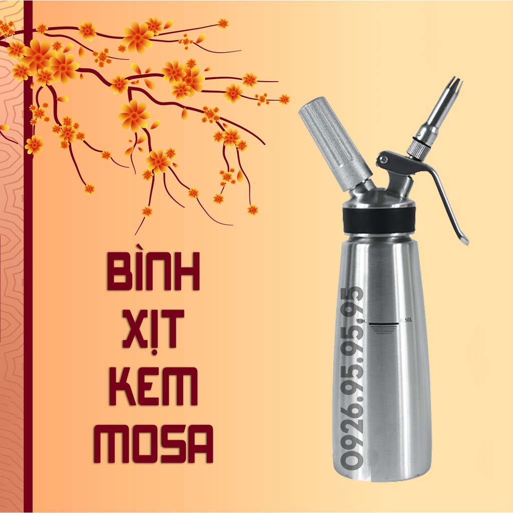 [Sỉ] Bình xịt kem Mosa 0.5L nắp inox - Thiết bị máy móc pha chế