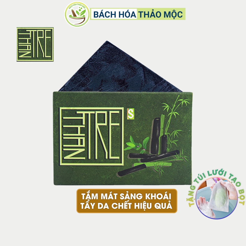 Xà Bông Sinh Dược Than Tre Hương Bạc Hà Handmade 100gram Sạch Da Ngừa Mụn Lưng Hiệu Quả