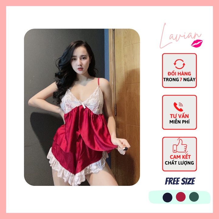 Đồ ngủ nữ sexy hai dây satin cao cấp thoáng mát phối ren mềm mịn hở lưng siêu gợi cảm LA19 - Lavian | BigBuy360 - bigbuy360.vn