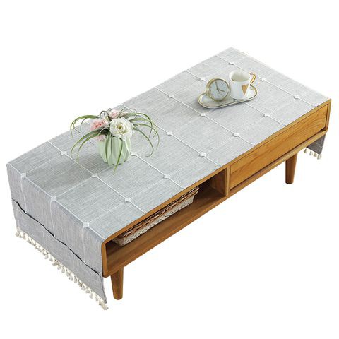 KHĂN TRẢI BÀN TRÀ LAN DECOR  HỌA TIẾT Ô VUÔNG XÁM-TBT358