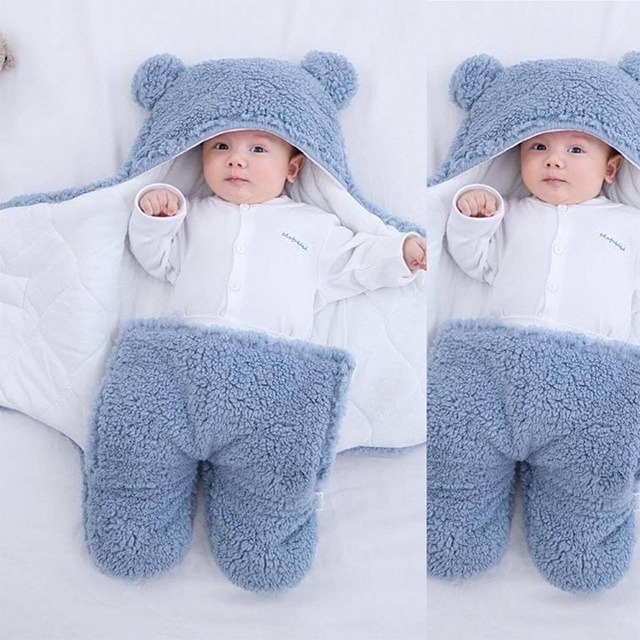 Khăn Ủ Kén Lông Cừu Ấm Áp Cho Bé Hàng Chuẩn 3 Lớp Dày Dặn Dài 65cm