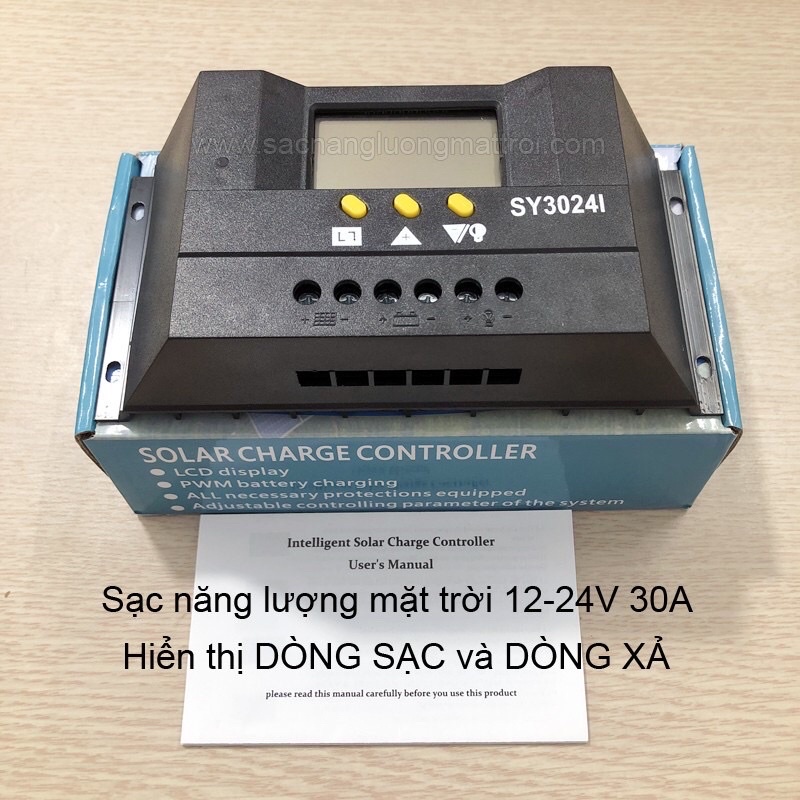 Sạc năng lượng mặt trời 30A tản nhiệt nhôm hiển thị dòng sạc