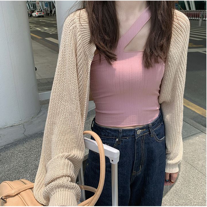 Áo khoác cardigan len nữ dệt kim, Dáng Crotop Mix Quần Jeans, Chân Váy Hợp Thời Trang | BigBuy360 - bigbuy360.vn