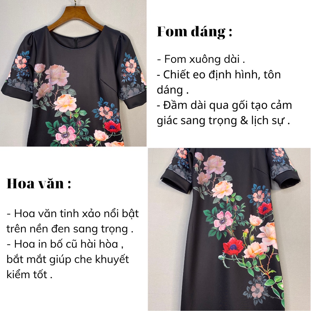 Váy đầm trung niên dự tiệc Cát Tường - Đầm suông hoa trẻ trung, sang trọng - Thiết kế mới nhất 2021
