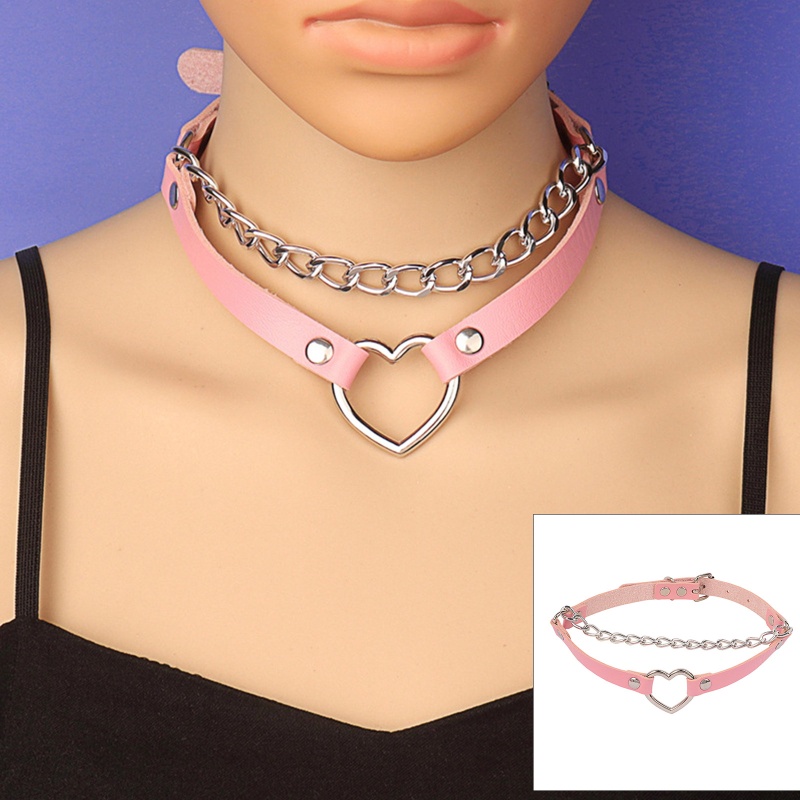 Vòng Cổ Choker Da Pu Mặt Trái Tim Phong Cách Punk Gothic Punk Cá Tính Dành Cho Nam Và Nữ YOUYO