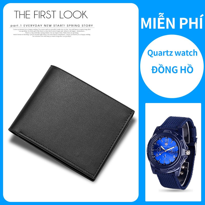 【Đồng hồ thạch anh miễn phí】Ví nam đẹp kiểu ví ngang Hàn Quốc nhiều ngăn có ngăn kéo