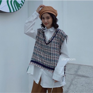 STARROOM Áo gile tweed #1261