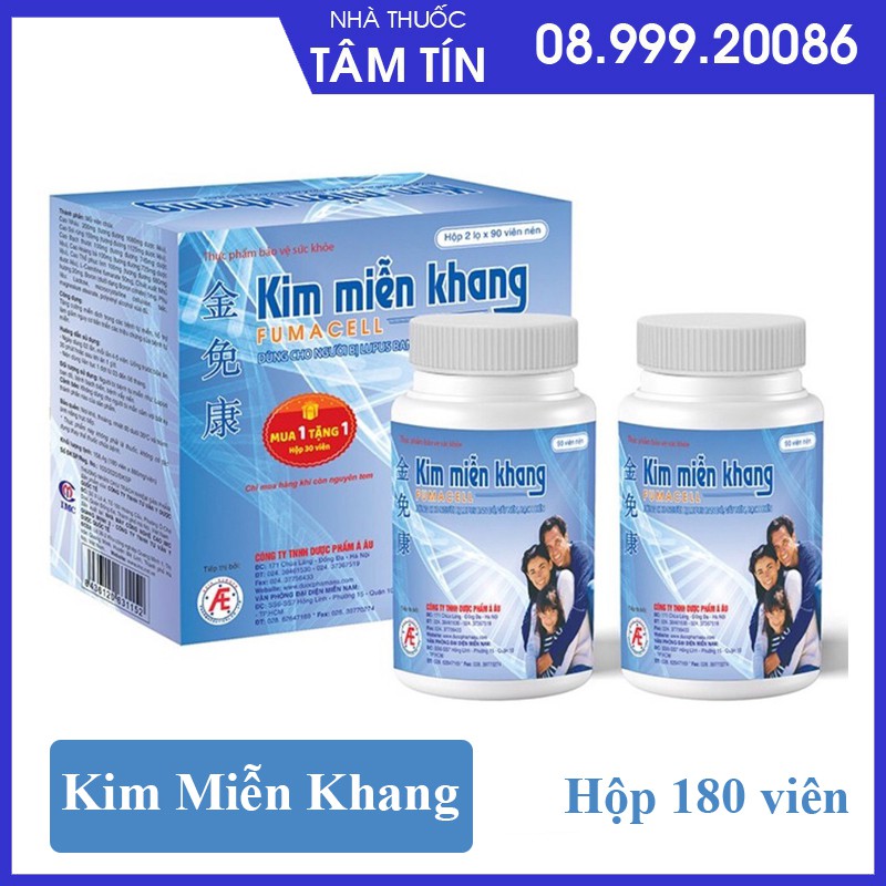[CHÍNH HÃNG MUA 1 TẶNG 1*] Kim Miễn Khang Hộp 180 Viên ( 2 lọ 90 viên ) - Hỗ trợ Lupus Ban Đỏ, Vảy Nến