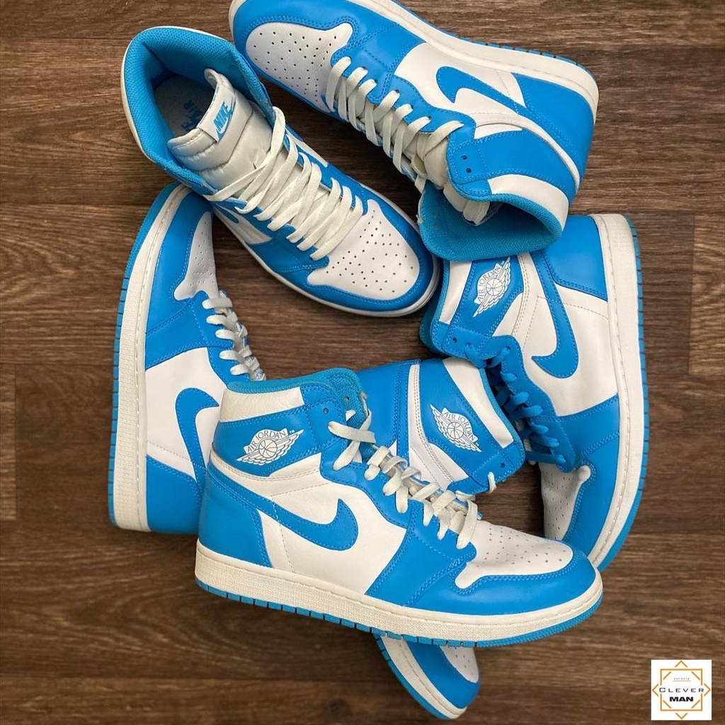 (FREESHIP+FULLBOX) Giày thể thao AIR JORDAN 1 Retro High UNC xanh trắng cổ cao giảm giá 20 % CHÀO HÈ 2021 !!! _