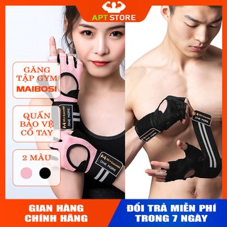 Găng tay tập gym có quấn cổ tay ⚡FREE SHIP⚡ Găng tay thể thao chính hãng Maibosi - Bảo vệ tay cực tốt