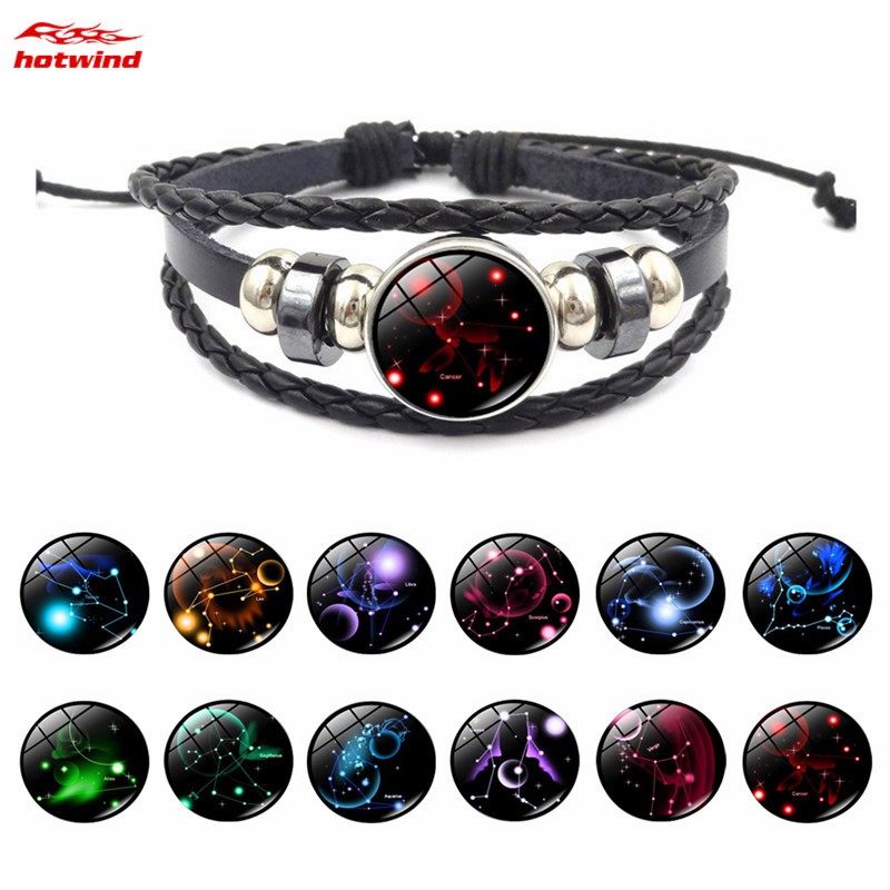 Vòng tay có mặt đá hình 12 cung hoàng đạo phù hợp cho nam và nữ