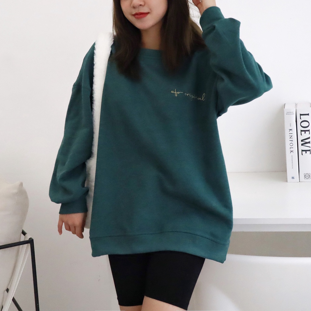 [New Col.] Áo nỉ bông chất dày thêu chữ freesize - BST Basic Sweatshirt - by ufothebasic