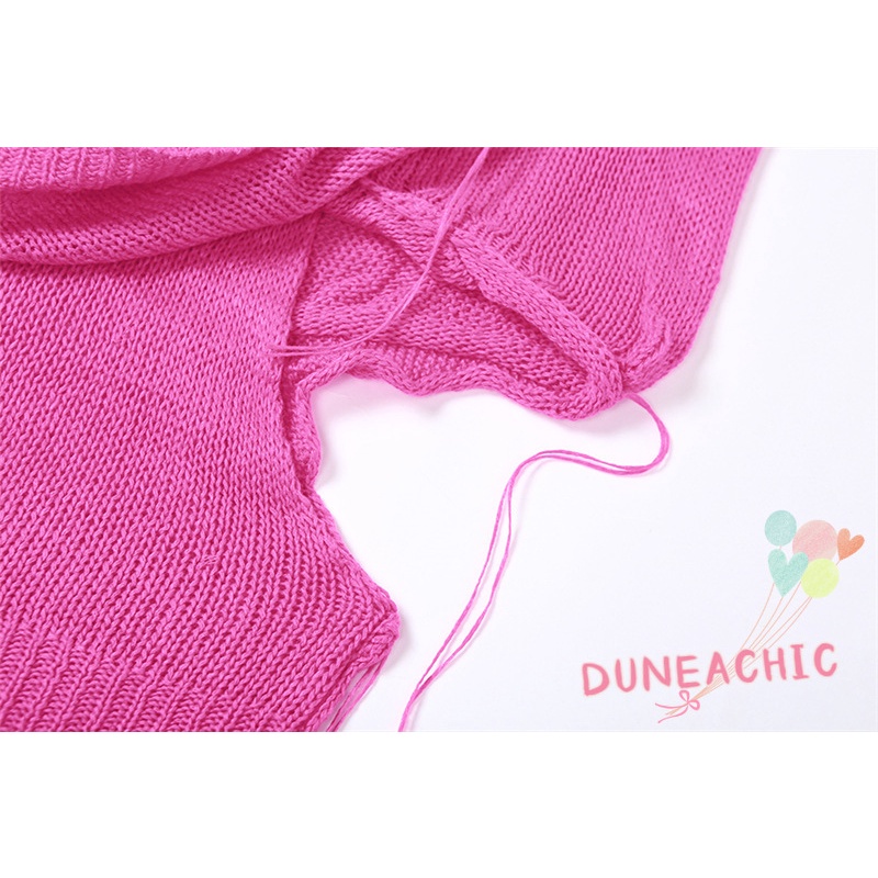 DUNEA Áo croptop dệt kim sát nách màu thanh lịch