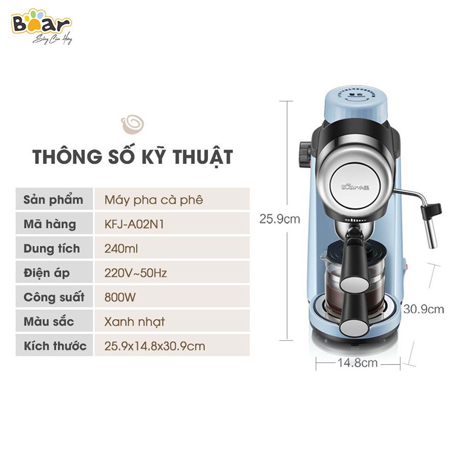 Máy pha cà phê Espresso tự động BEAR CF-B20V1, Thiết kế nhỏ gọn đẹp mắt - Bảo hành 12 tháng - LB1210211