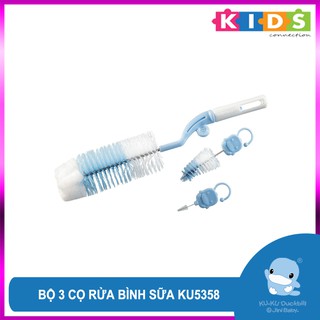 Bộ 3 cọ rửa bình sữa kuku xoay tròn 360 độ ku5358