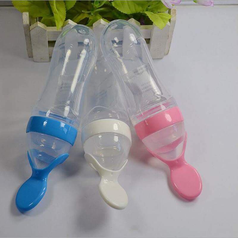 Bình Thìa Ăn Dặm Bón Cháo Đút Bột Uống Sữa Chất Liệu Silicon An Toàn Cao Cấp