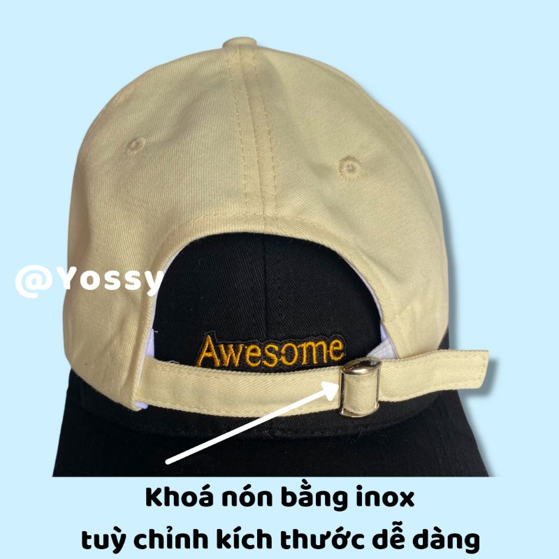 Mũ lưỡi trai nam nữ thêu chữ Awesome phong cách Ulzzang ❤ Nón kết kaki unisex cao cấp