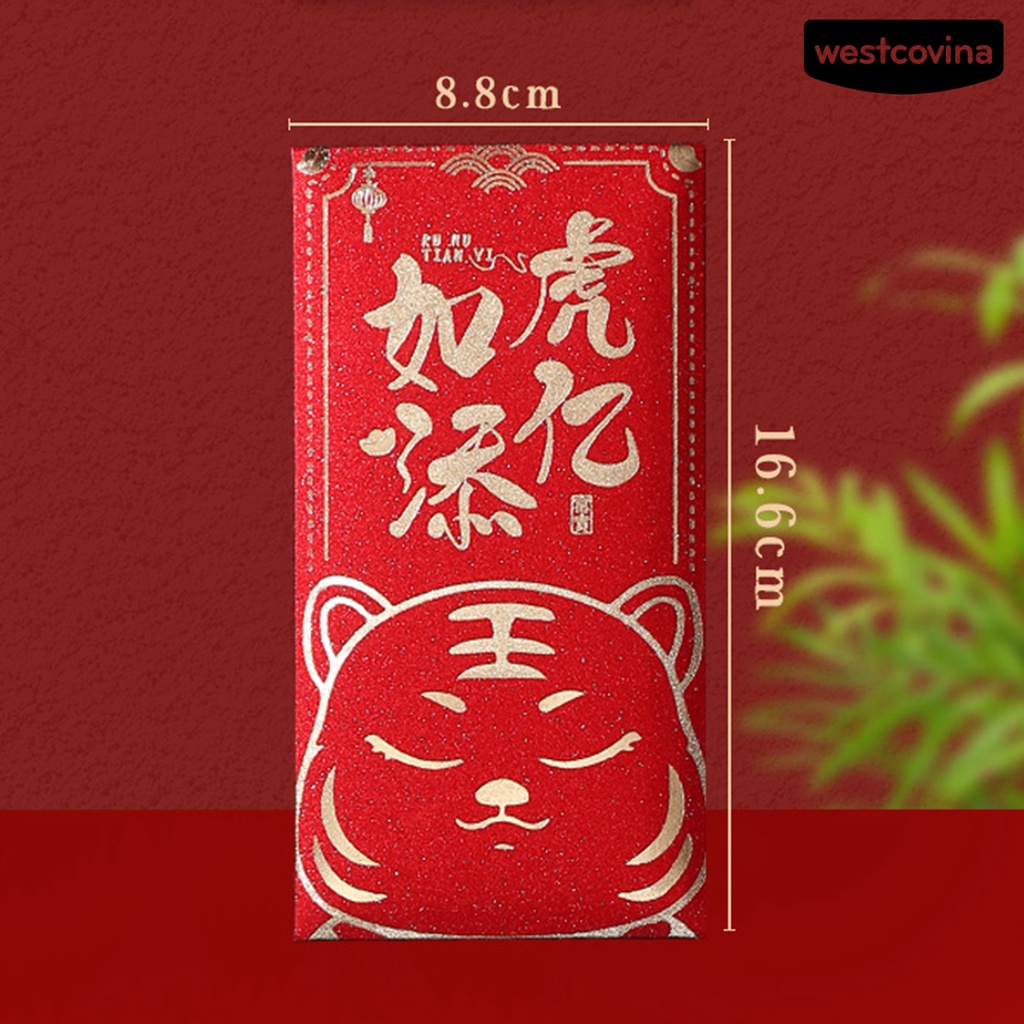 Bộ 6 bao lì xì hình hổ năm mới 2022