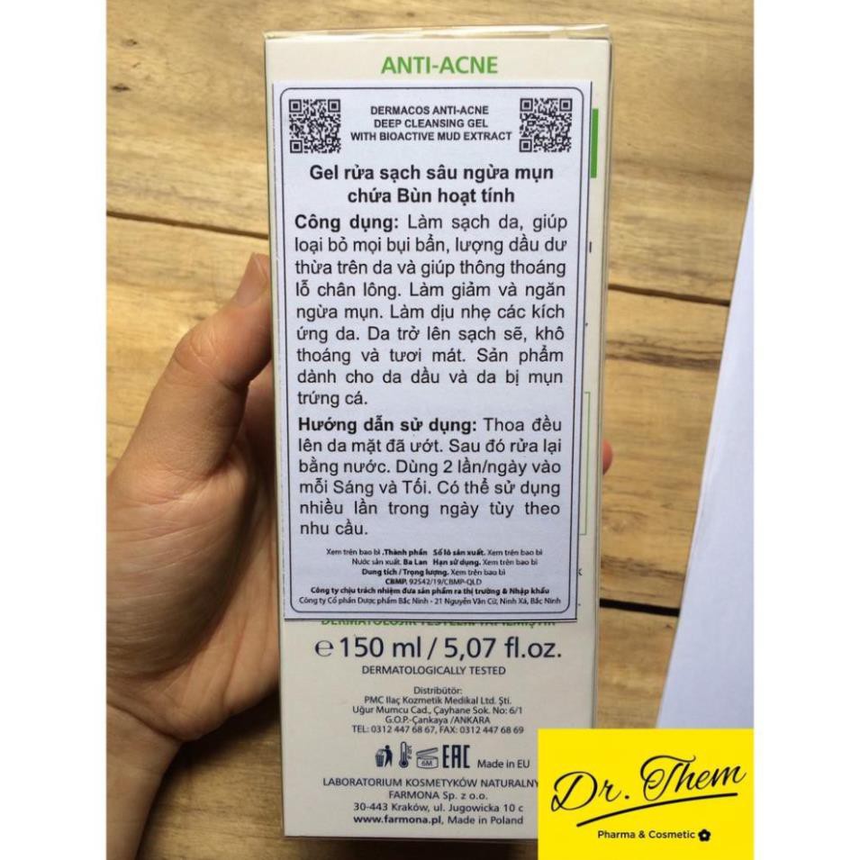 ✅[Chính Hãng] DERMACOS Sữa Rửa Mặt Farmona Dermacos Anti Acne Deep Cleansing Gel 150ml, Sạch Sâu Ngừa Mụn, Cho Da Dầu